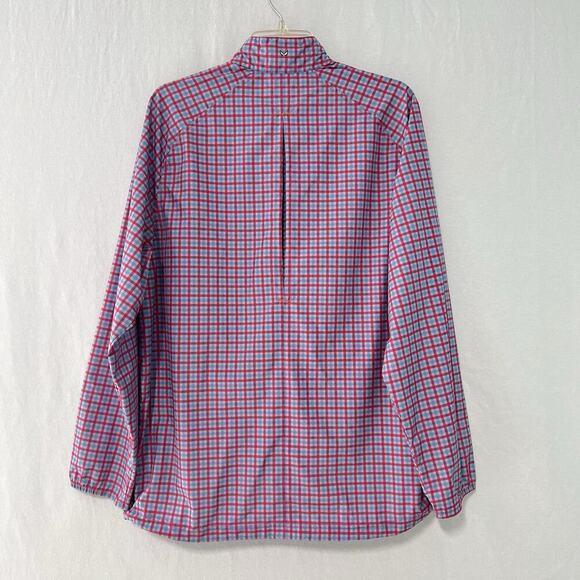 Fennec 1/2 Zip Pullover Golf Jacket Windbreaker Mens Medium Pink Blue Waist Adj - Picture 7 of 13